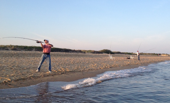 fishing for bluefish off south cape beach