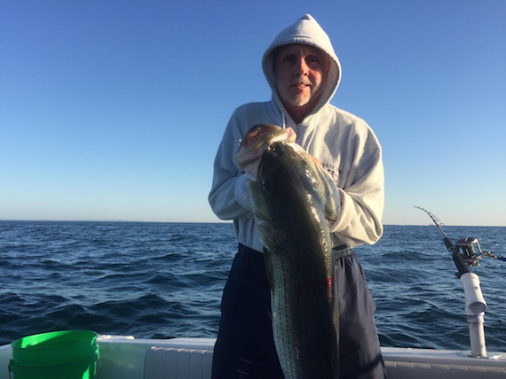 dad jake collins tube and worm keeper striped bass