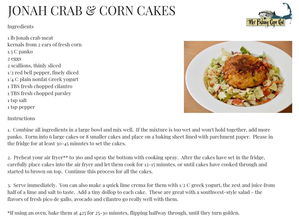 Jonah Crab & Corn Cakes - My Fishing Cape Cod
