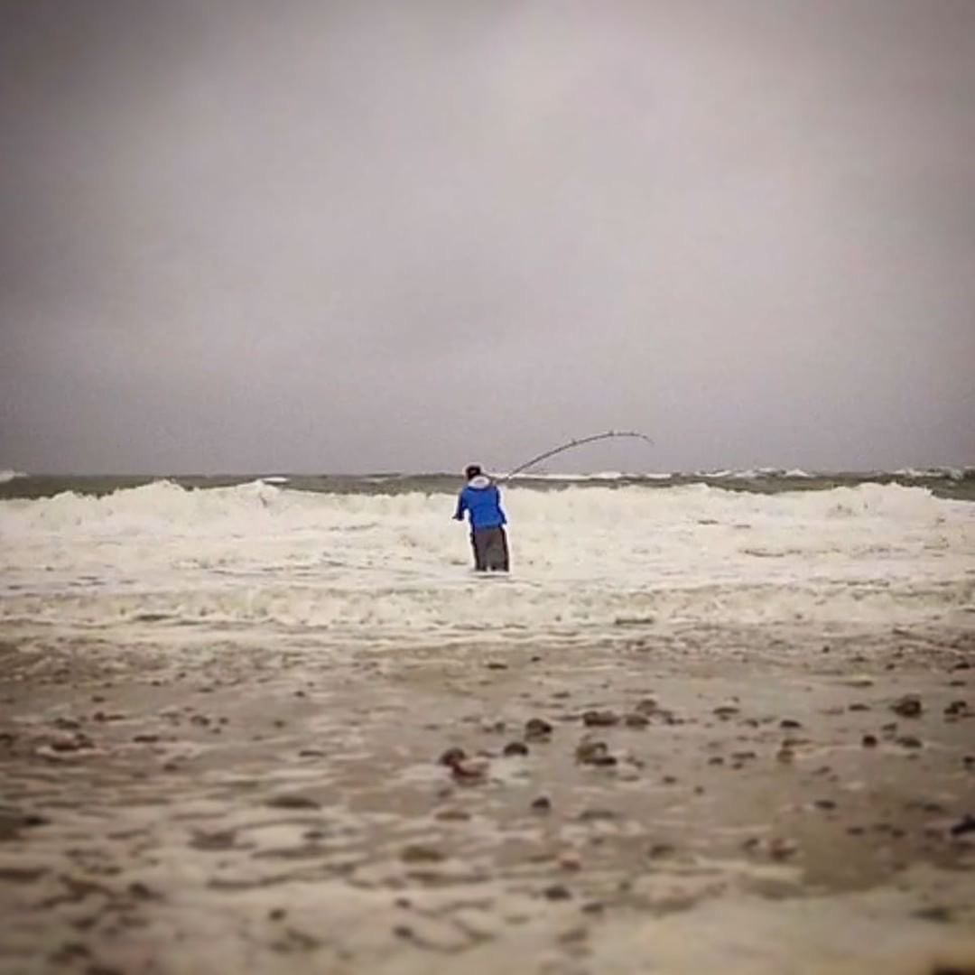 Fishing The Beach On Cape Cod During A Nor' Easter