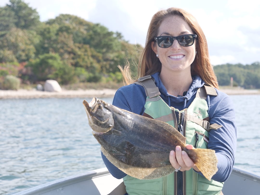Lauren Collins with an October fluke on Cape Cod